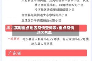 实时重点地区疫情查询表/重点疫情地区名单