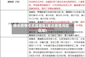 肺炎疫情中风险地区(肺炎疫情风险区域)