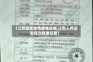 【江苏地区疫情健康证明,江苏人外出怎样办健康证明】