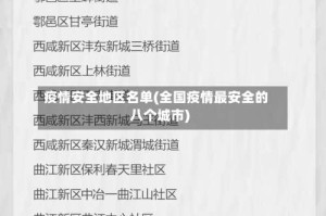 疫情安全地区名单(全国疫情最安全的八个城市)