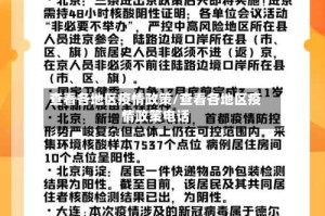 查看各地区疫情政策/查看各地区疫情政策电话