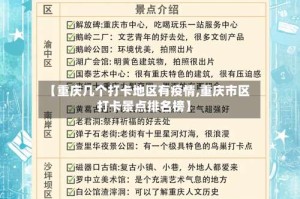 【重庆几个打卡地区有疫情,重庆市区打卡景点排名榜】