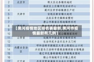 【黑河疫情地区排名表最新,黑河市疫情最新有几例】