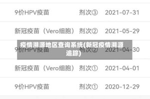 疫情溯源地区查询系统(新冠疫情溯源追踪)
