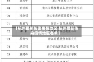 【杭州最新传染疫情地区,杭州最新传染疫情地区名单】