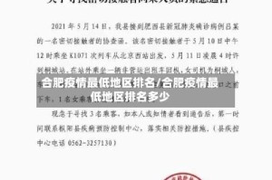 合肥疫情最低地区排名/合肥疫情最低地区排名多少