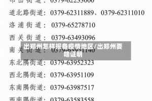 出郑州怎样报备疫情地区/出郑州要啥证明