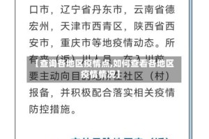 【查询各地区疫情点,如何查看各地区疫情情况】