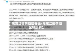 黑龙江疫情地区等级/黑龙江疫情地区等级划分