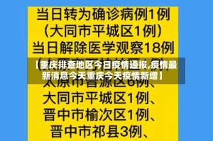 【重庆排查地区今日疫情通报,疫情最新消息今天重庆今天疫情新增】