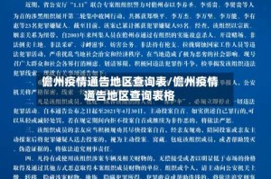 儋州疫情通告地区查询表/儋州疫情通告地区查询表格