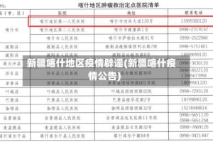 新疆喀什地区疫情辟谣(新疆喀什疫情公告)