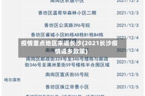 疫情重点地区来返长沙(2021长沙疫情返乡政策)