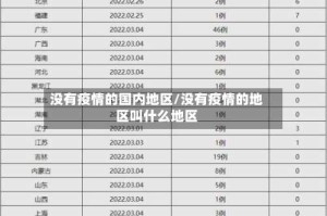 没有疫情的国内地区/没有疫情的地区叫什么地区