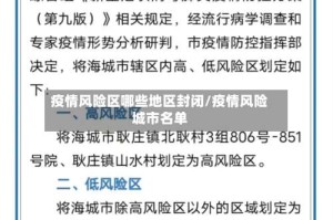 疫情风险区哪些地区封闭/疫情风险城市名单
