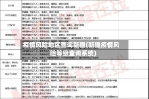 疫情风险地区查询新疆(新疆疫情风险等级查询系统)