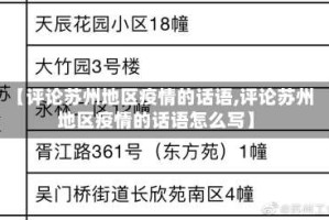 【评论苏州地区疫情的话语,评论苏州地区疫情的话语怎么写】