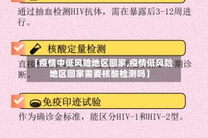 【疫情中低风险地区回家,疫情低风险地区回家需要核酸检测吗】