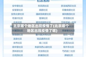 北京哪个地区出现疫情了(北京哪个地区出现疫情了呢)