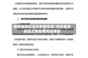 如何查地区历史疫情等级/如何查某地区之前疫情风险等级