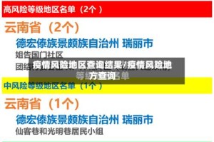 疫情风险地区查询结果/疫情风险地方查询