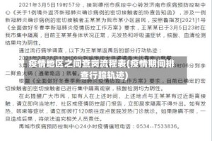 疫情地区之间查岗流程表(疫情期间排查行踪轨迹)
