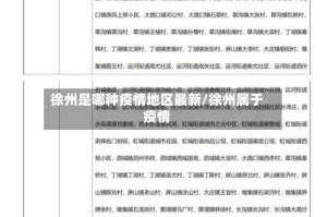 徐州是哪种疫情地区最新/徐州属于疫情