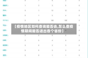 【疫情地区如何查询能否去,怎么查疫情期间能否进出各个省份】