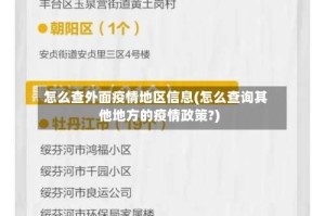 怎么查外面疫情地区信息(怎么查询其他地方的疫情政策?)