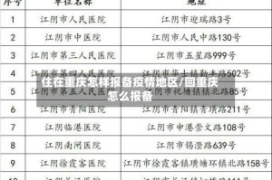 住在重庆怎样报备疫情地区/回重庆怎么报备
