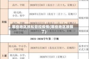 哪些地区放松管控疫情(哪些地区放假了)