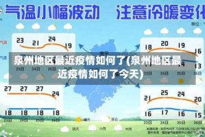 泉州地区最近疫情如何了(泉州地区最近疫情如何了今天)