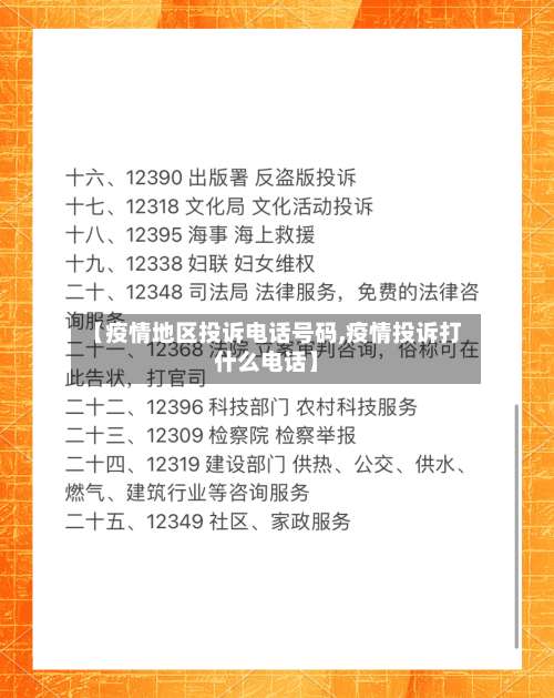 【疫情地区投诉电话号码,疫情投诉打什么电话】-第1张图片