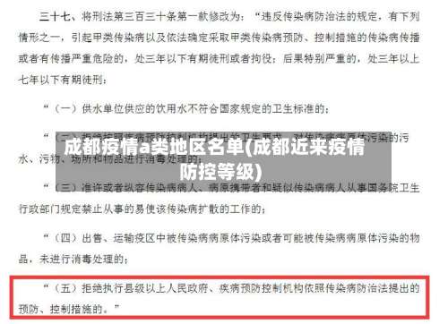成都疫情a类地区名单(成都近来疫情防控等级)-第1张图片
