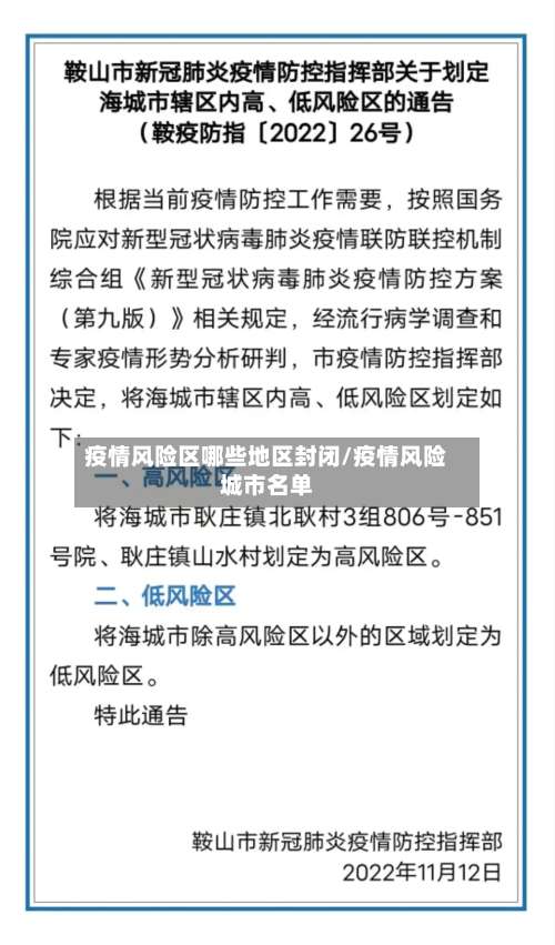 疫情风险区哪些地区封闭/疫情风险城市名单-第1张图片