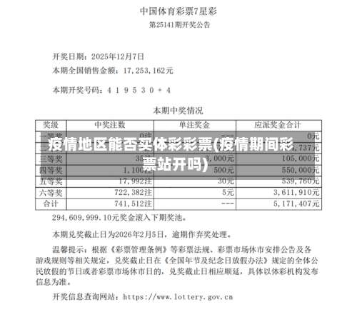 疫情地区能否买体彩彩票(疫情期间彩票站开吗)-第1张图片
